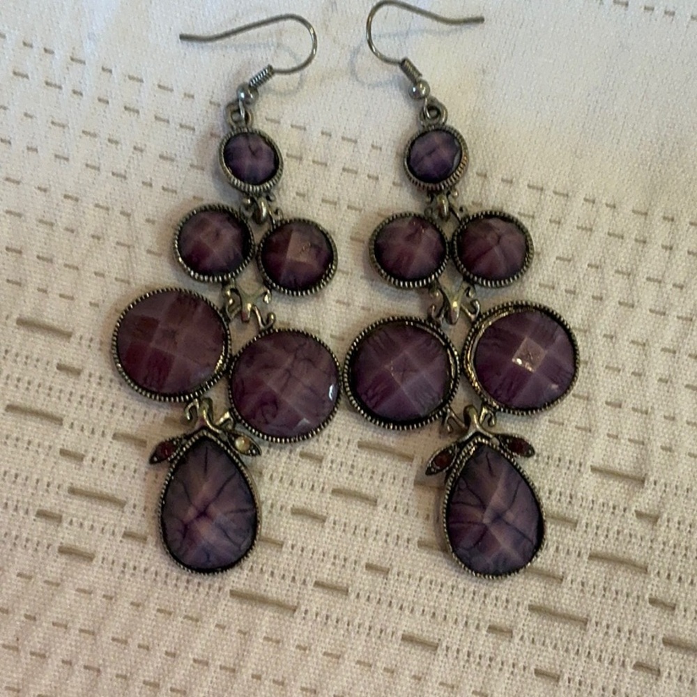 Elegant Purple Dangle Earrings